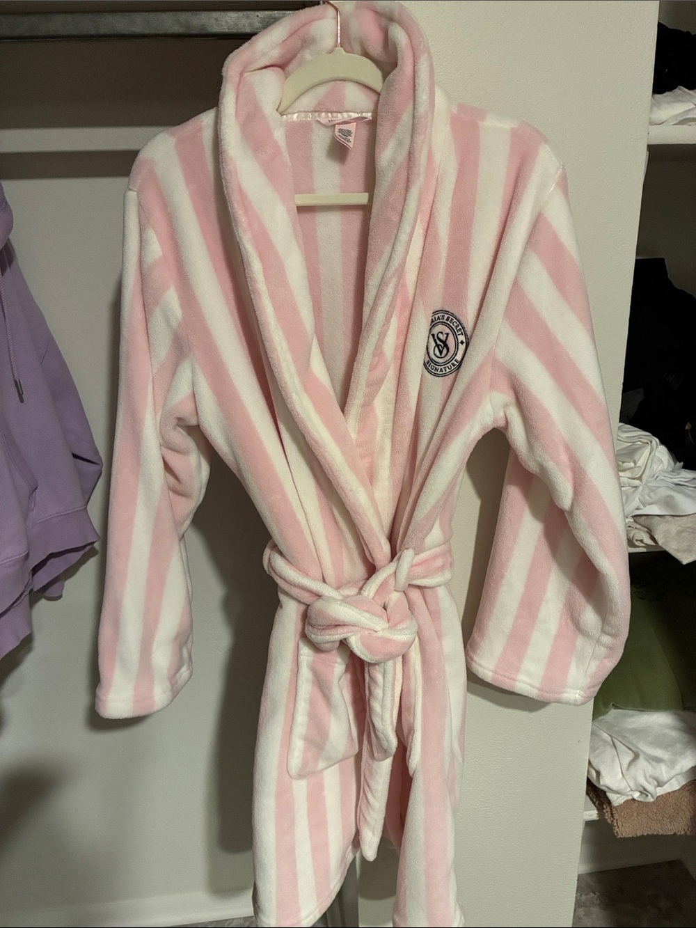 VS Pink and white striped robe
